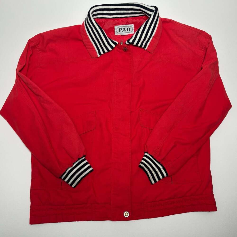 Pao Red Jacket With Striped Collar